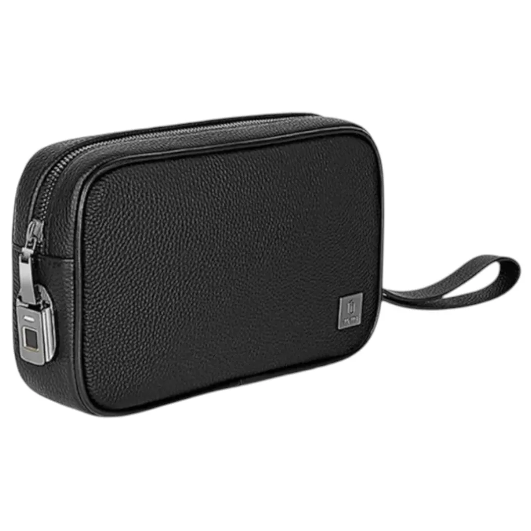 Bolsa de couro genuíno WIWU Master com impressão digital, preta